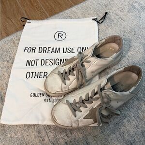 Golden Goose White and Gray Superstar Sneakers